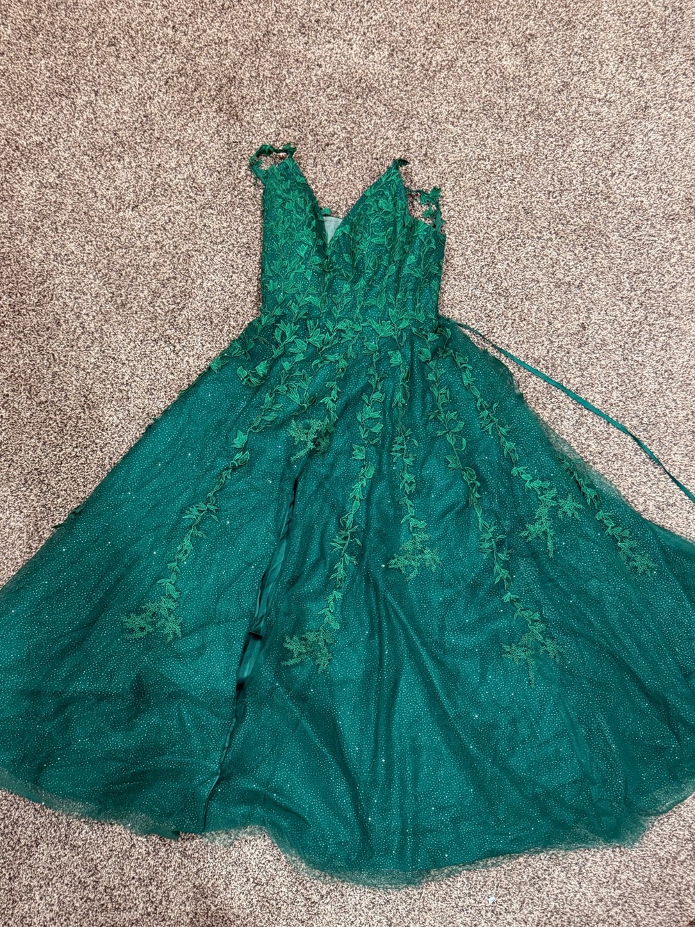 Girls Green Tulle Lace Party Dress